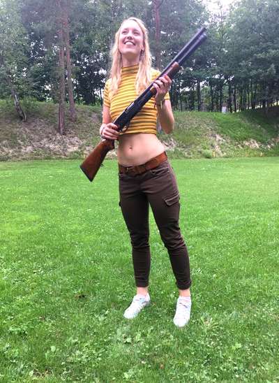 Clay pigeons shooting