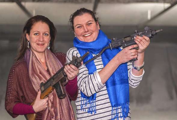 Ladies with UZI SMG Submachine gun 9mm  Luger