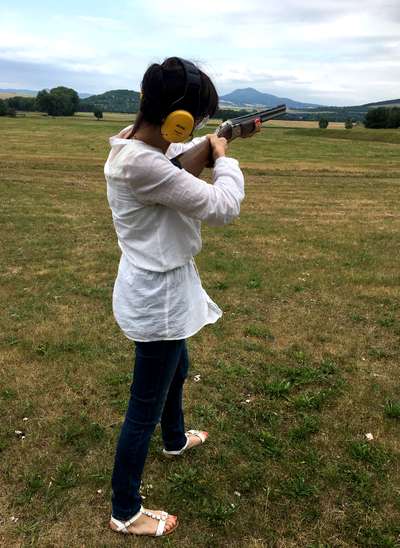 Clay pigeons shooting