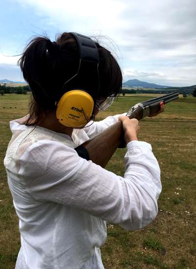 Clay pigeons shooting