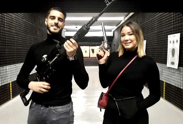 SVD Dragunov sniper rifle and revolver