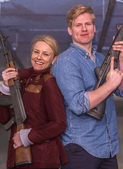 AK47 Kalashnikov and Saiga shotgun.