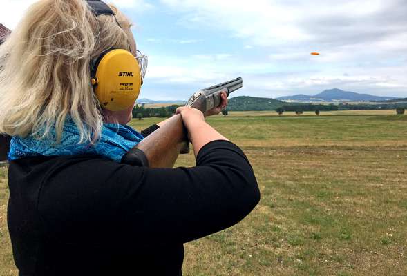 Clay pigeons shooting
